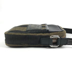 Fendi Shoulder Bag Logo Pecan Leather Canvas Khaki
