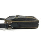 Fendi Shoulder Bag Logo Pecan Leather Canvas Khaki