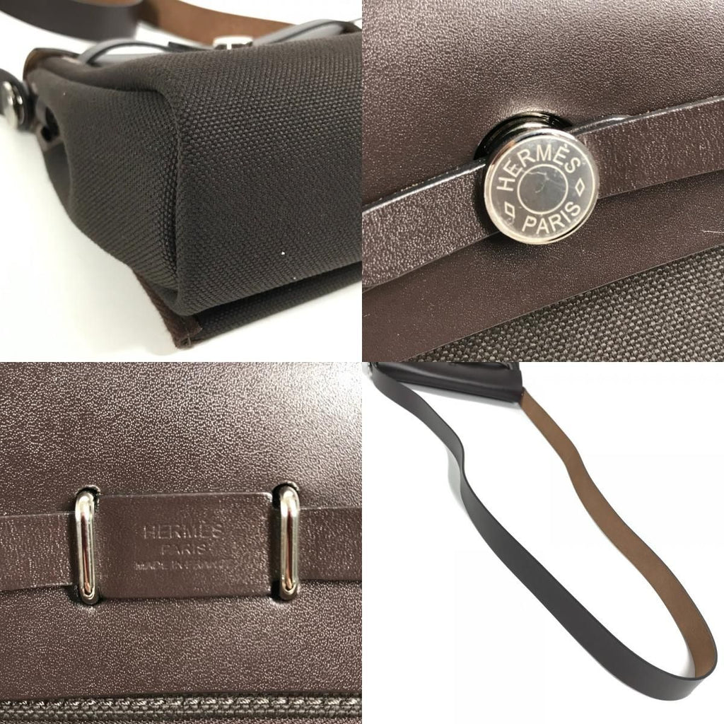 Hermes Shoulder Bag Herbag Zip Mini Toile Military Brown