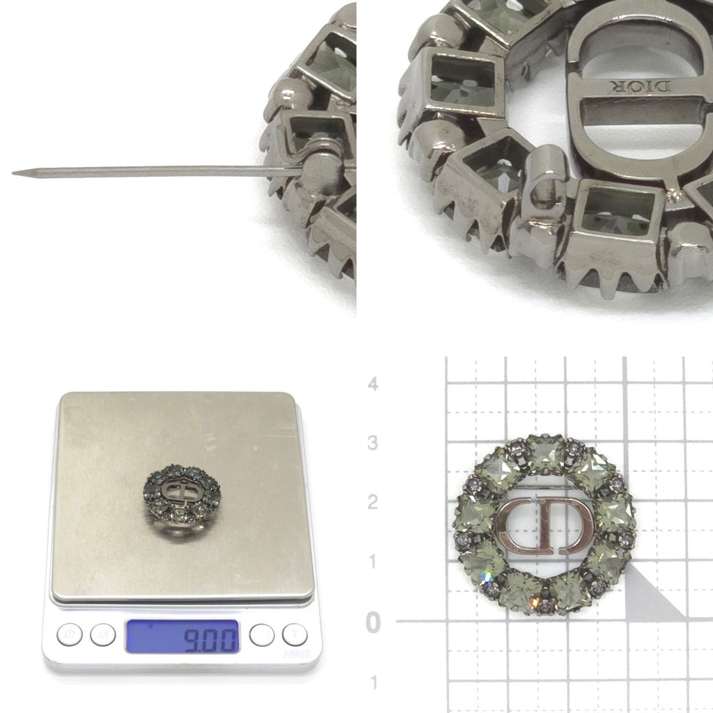 Dior Petit CD Brooch 3.05 Circle Gray Color Crystal Ruthenium Gunmetal Metal
