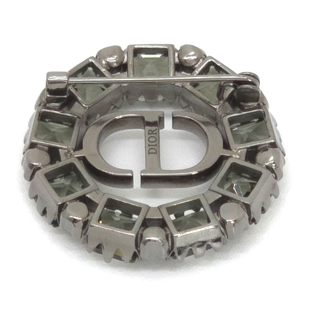 Dior Petit CD Brooch 3.05 Circle Gray Color Crystal Ruthenium Gunmetal Metal
