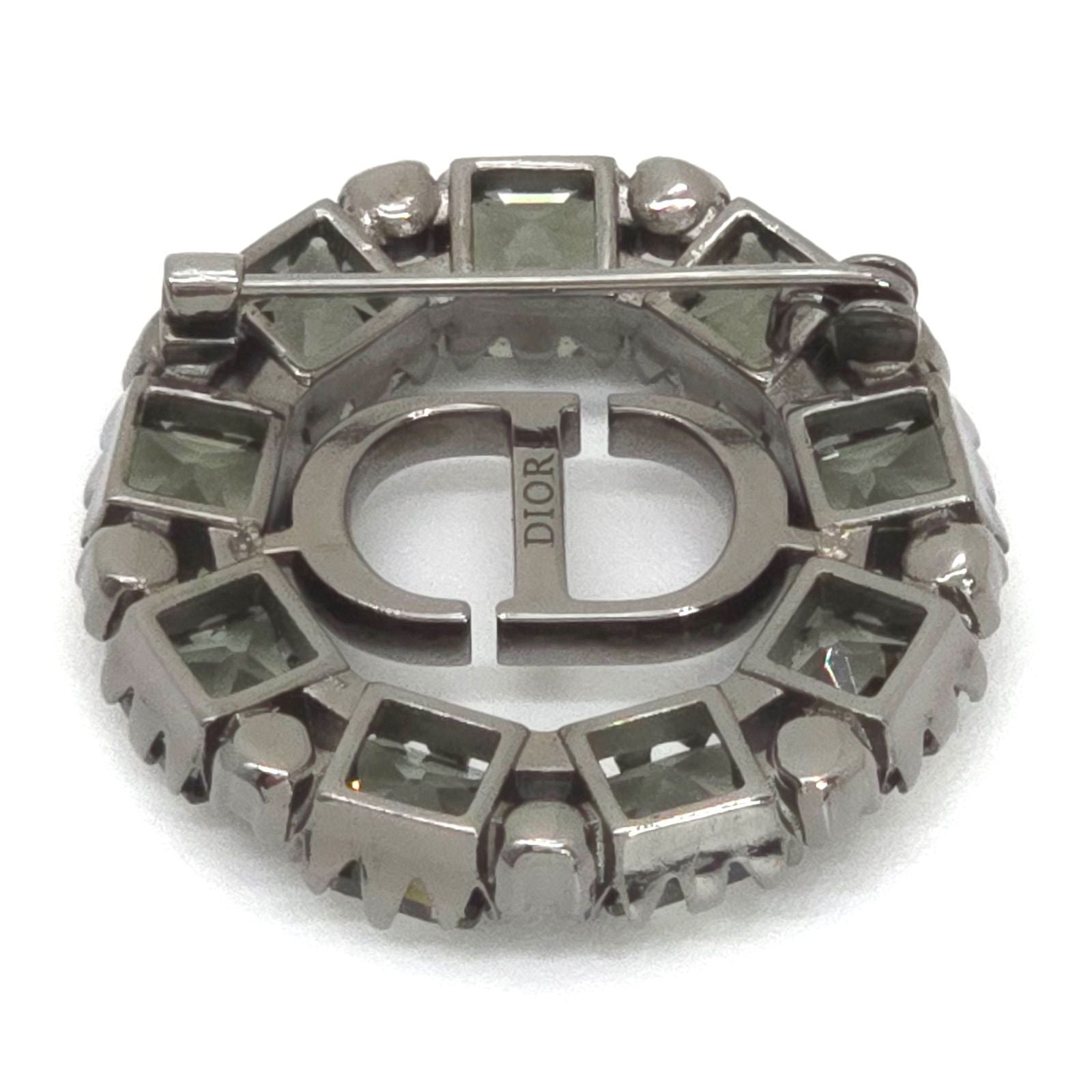 Dior Petit CD Brooch 3.05 Circle Gray Color Crystal Ruthenium Gunmetal Metal