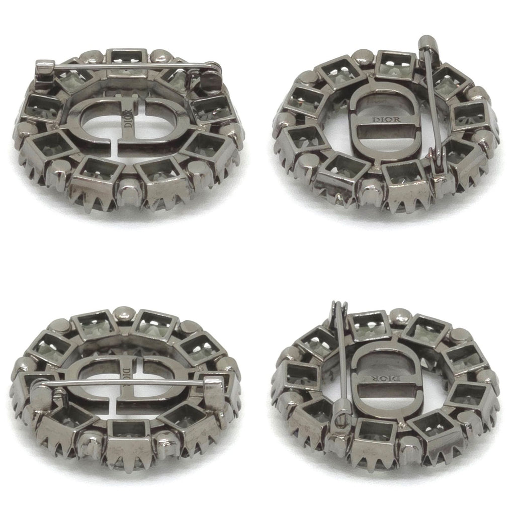 Dior Petit CD Brooch 3.05 Circle Gray Color Crystal Ruthenium Gunmetal Metal