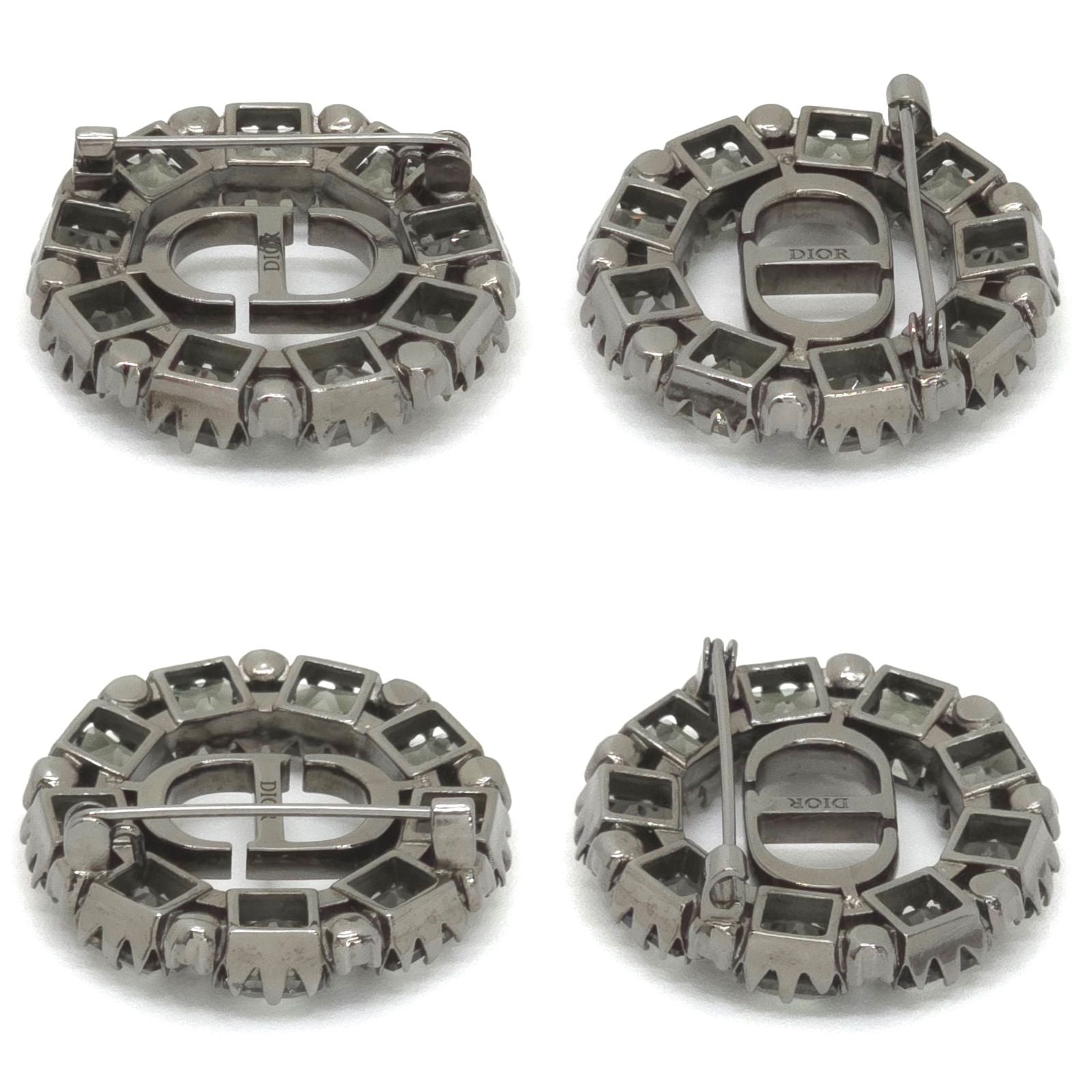 Dior Petit CD Brooch 3.05 Circle Gray Color Crystal Ruthenium Gunmetal Metal