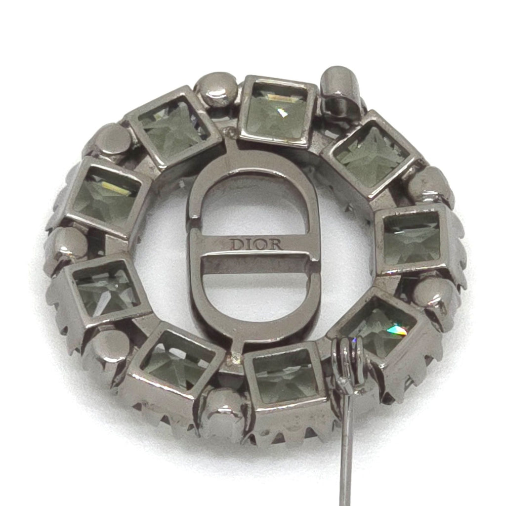 Dior Petit CD Brooch 3.05 Circle Gray Color Crystal Ruthenium Gunmetal Metal