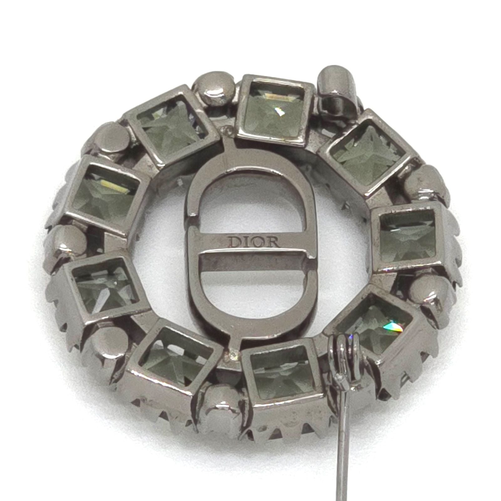 Dior Petit CD Brooch 3.05 Circle Gray Color Crystal Ruthenium Gunmetal Metal