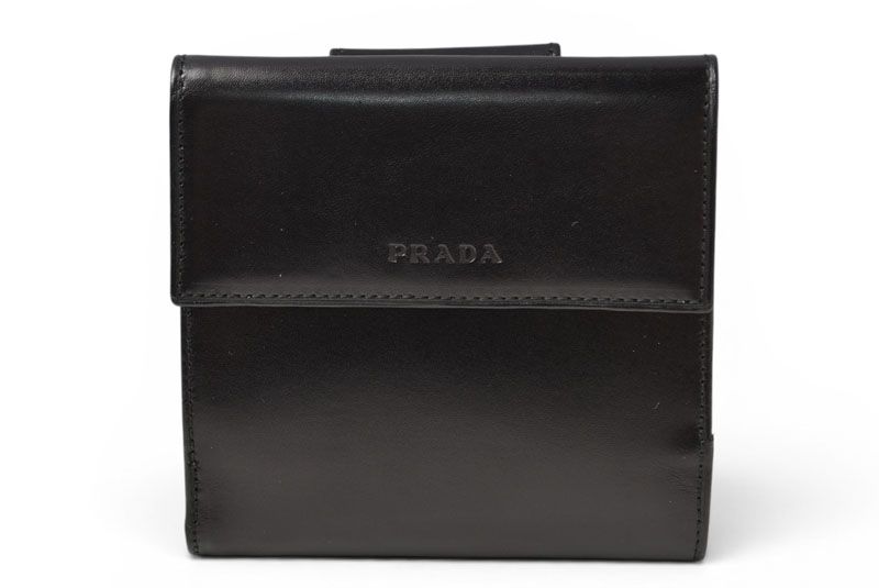 Prada Wallet Trifold Fold Vintage Nero Black