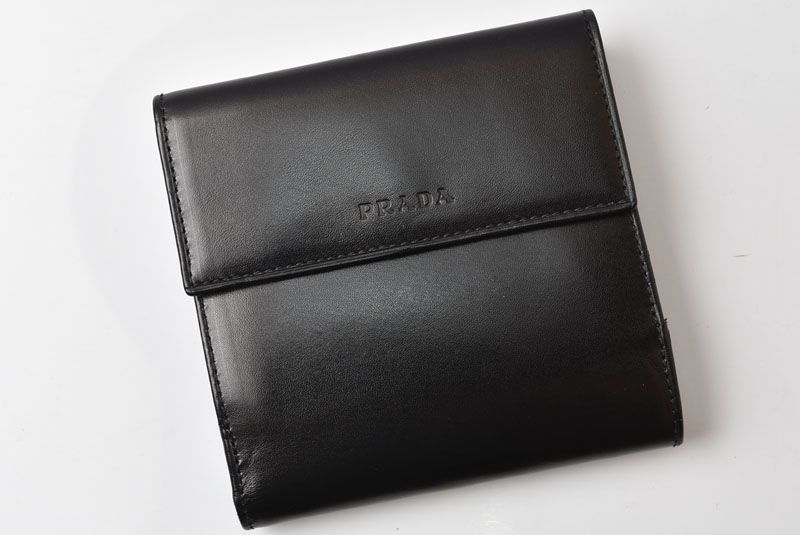 Prada Wallet Trifold Fold Vintage Nero Black