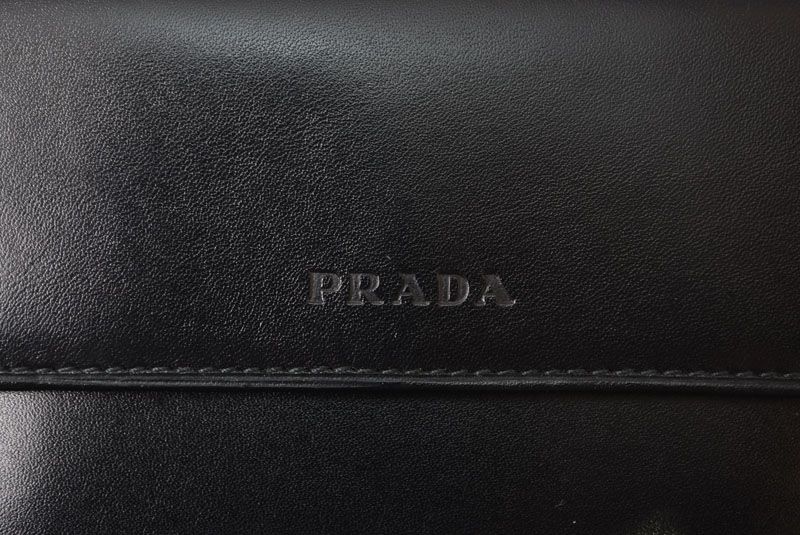 Prada Wallet Trifold Fold Vintage Nero Black