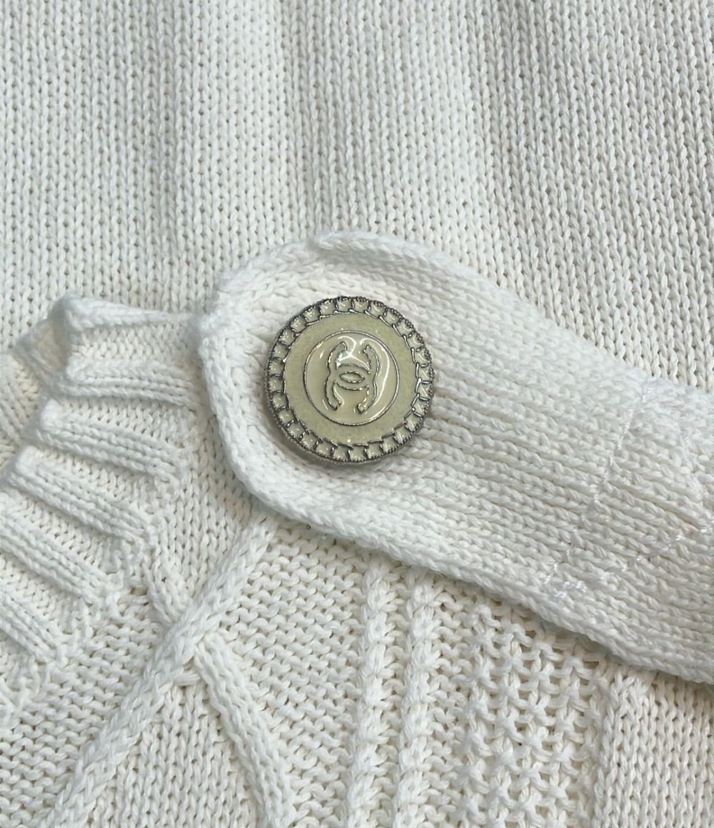 Chanel Long Sleeve CC Logo Button Cotton Knit 40 Sweater — view 8