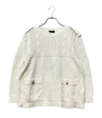 Chanel Long Sleeve CC Logo Button Cotton Knit 40 Sweater