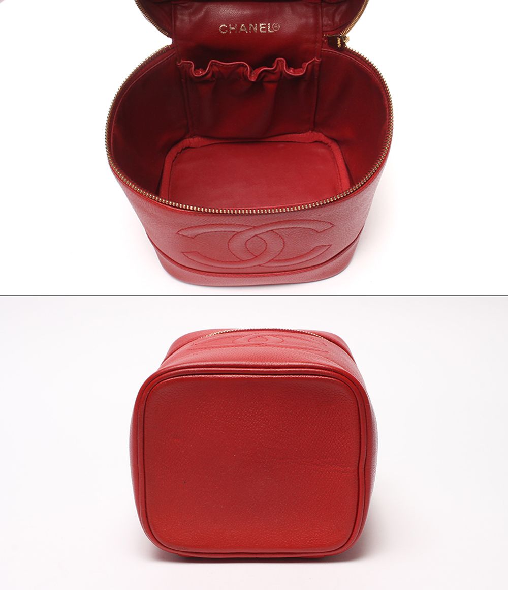 Chanel Vanity Pouch Gold Caviar Leather