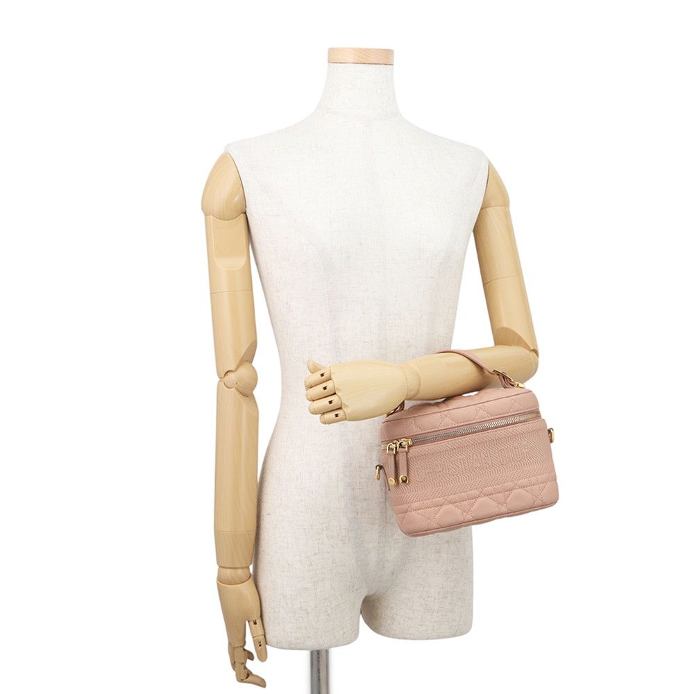 Dior Handbag Cannage Vanity Bag Small Lambskin 2-Way