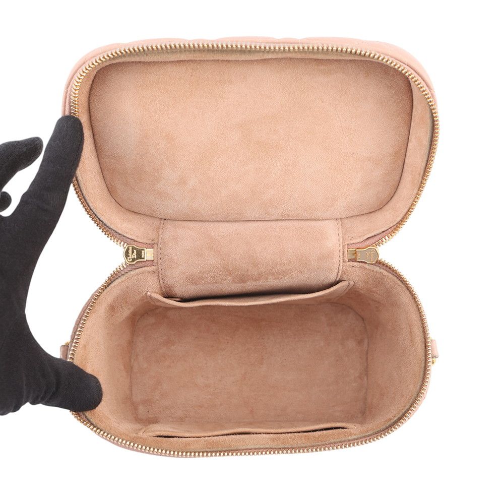 Dior Handbag Cannage Vanity Bag Small Lambskin 2-Way