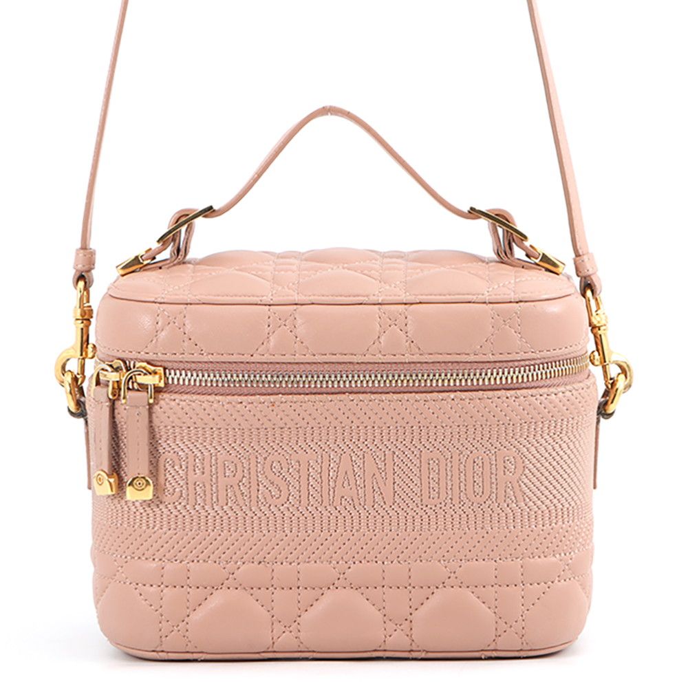 Dior Handbag Cannage Vanity Bag Small Lambskin 2-Way