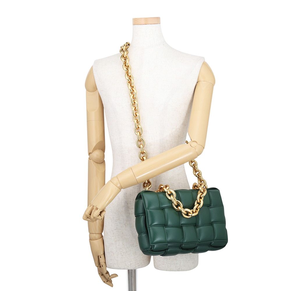 Bottega Veneta Chain Shoulder Bag Padded Maxi Intrecciato Cassette Leather 2-Way