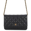 Chanel Chain Wallet Classic Quilted CC Logo Caviar Leather Black Shoulder Bag