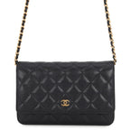 Chanel Chain Wallet Classic Quilted CC Logo Caviar Leather Black Shoulder Bag