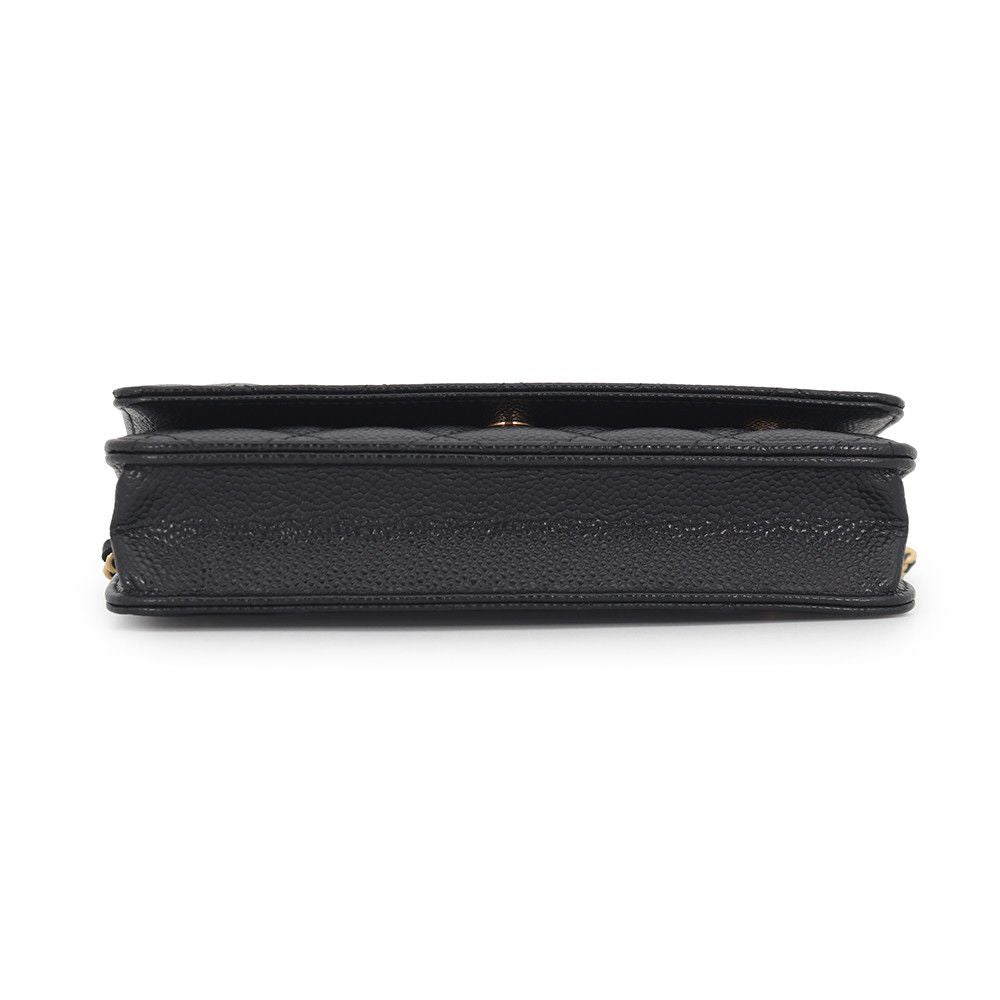 Chanel Chain Wallet Classic Quilted CC Logo Caviar Leather Black Shoulder Bag