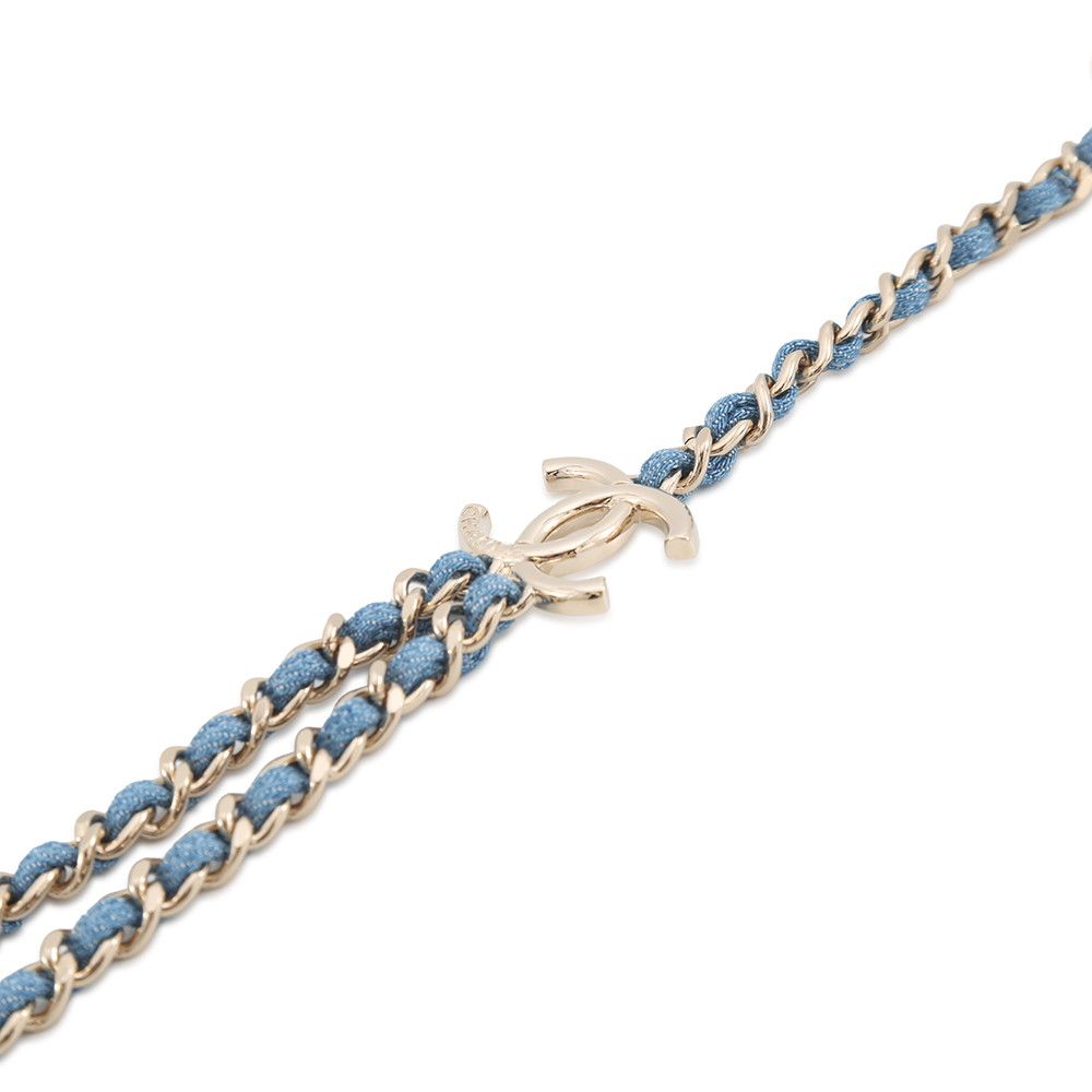 Chanel Necklace CC Logo Charm Denim B 25 P Choker