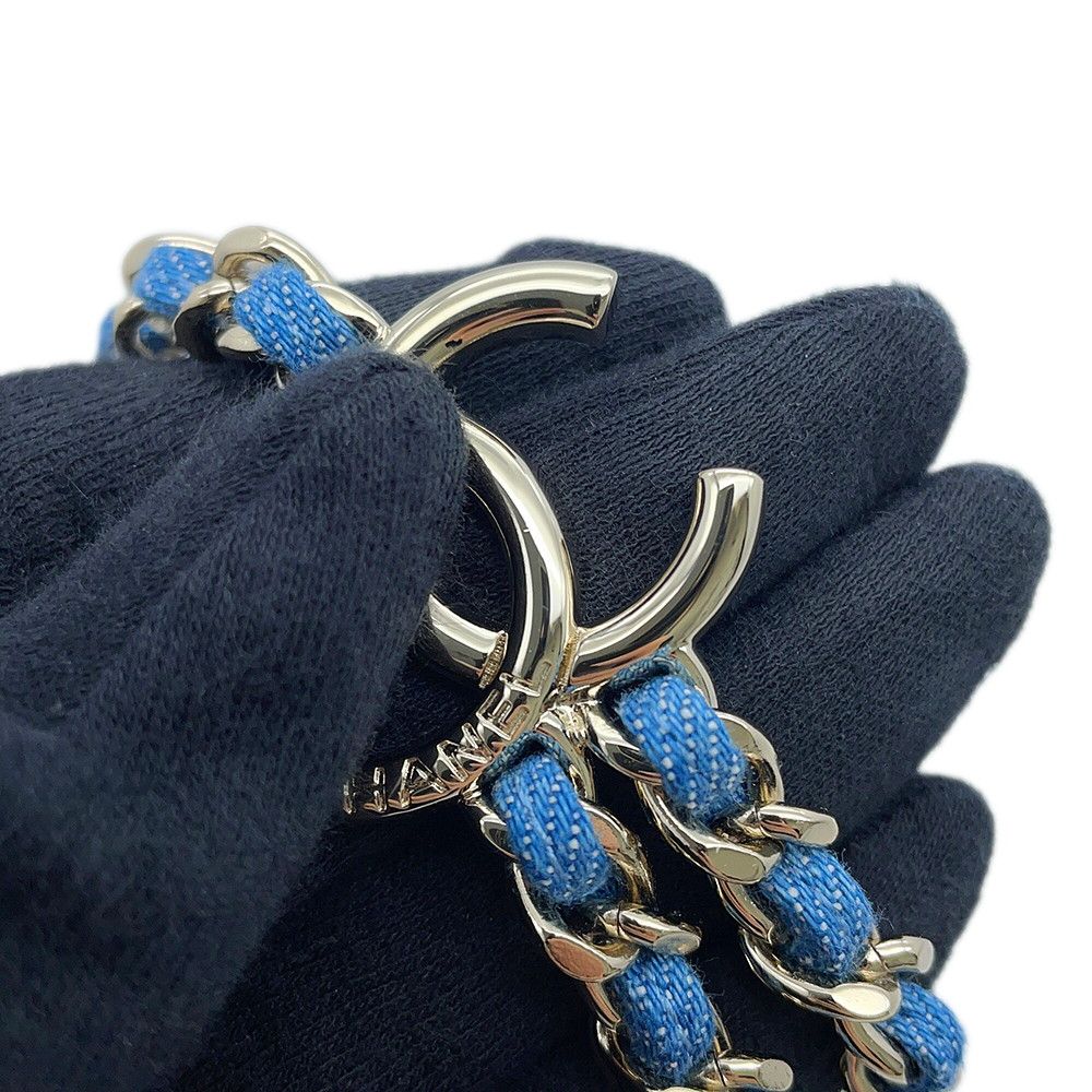 Chanel Necklace CC Logo Charm Denim B 25 P Choker