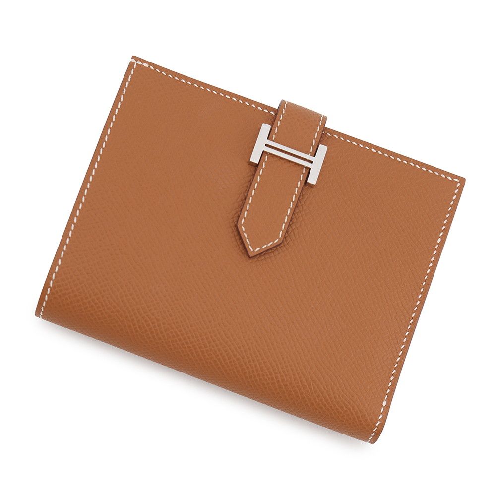 Hermes Bifold Wallet Bearn Compact Gold Silver Epsom
