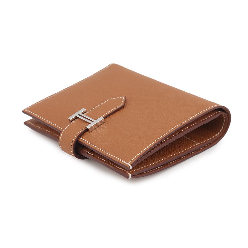 Hermes Bifold Wallet Bearn Compact Gold Silver Epsom