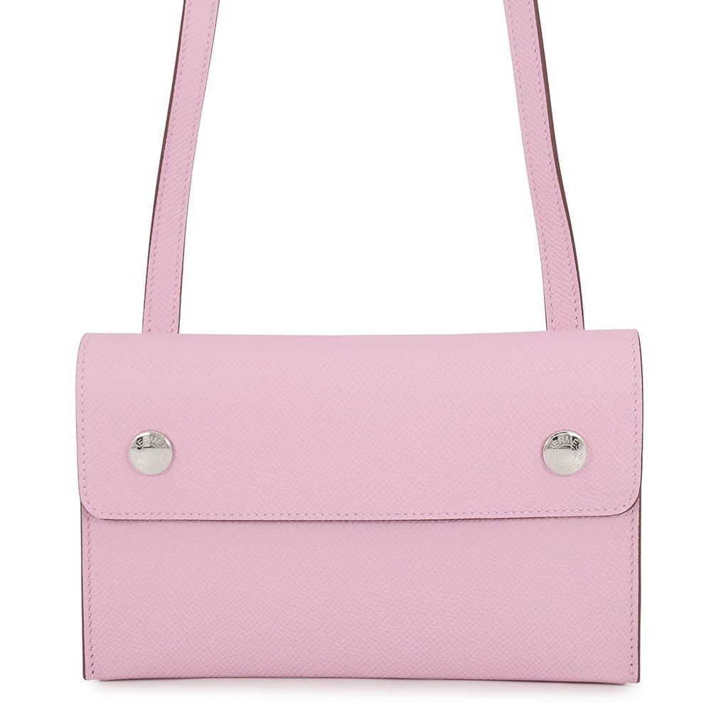 Hermes Wallet on Chain Nap To Go Mauve Sylvestre Silver Epsom