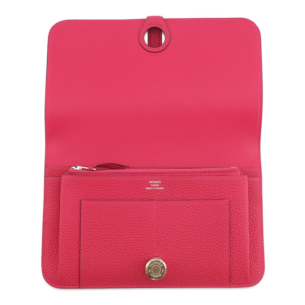 Hermes Wallet Dogon GM Duo Framboise Silver Togo