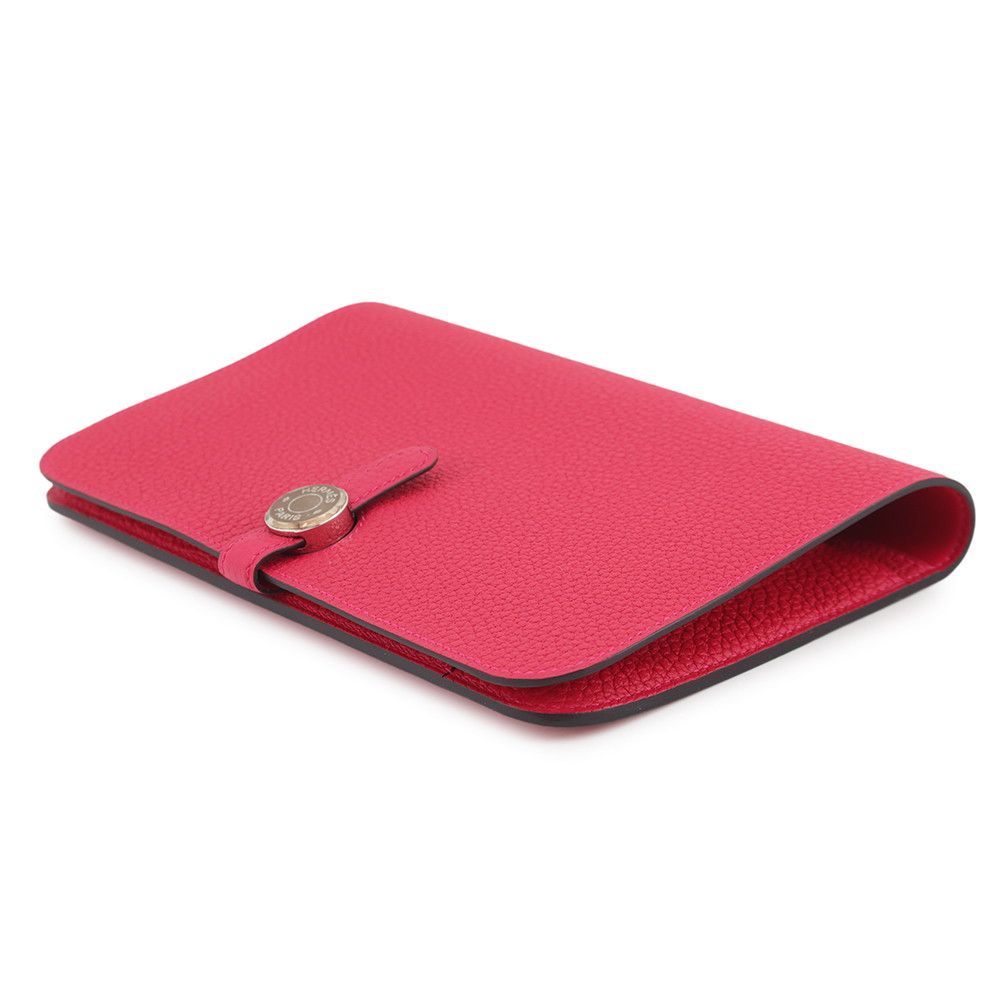 Hermes Wallet Dogon GM Duo Framboise Silver Togo