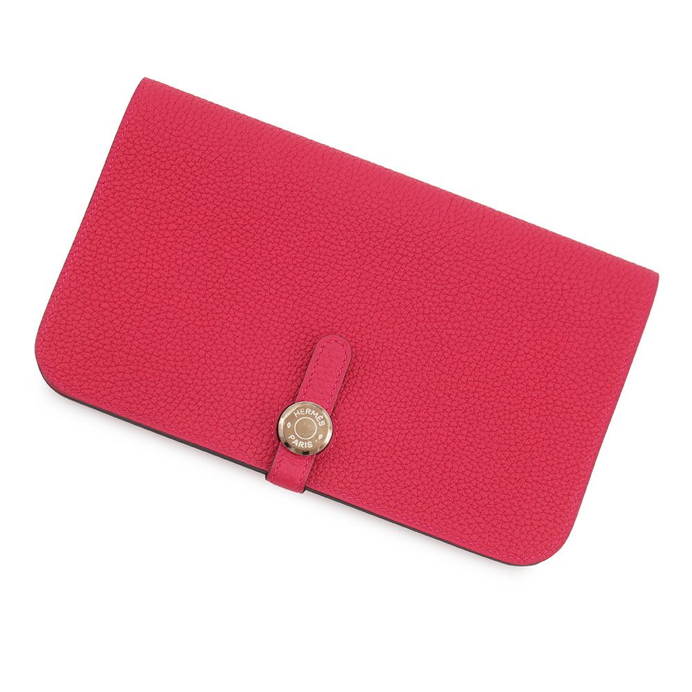 Hermes Wallet Dogon GM Duo Framboise Silver Togo