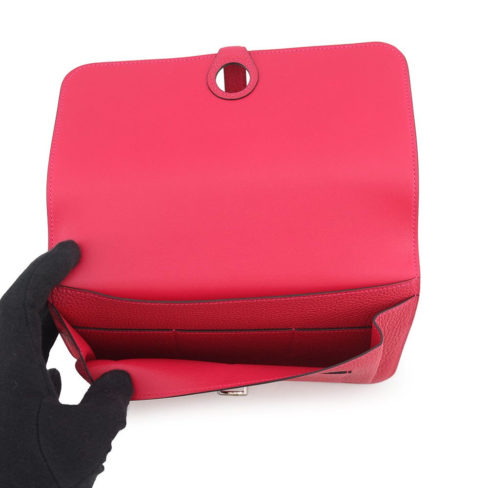 Hermes Wallet Dogon GM Duo Framboise Silver Togo