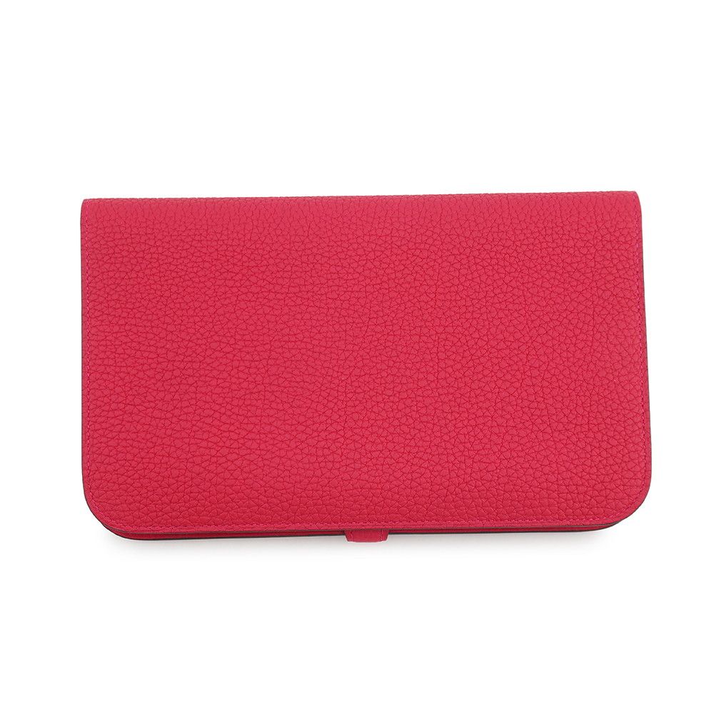 Hermes Wallet Dogon GM Duo Framboise Silver Togo