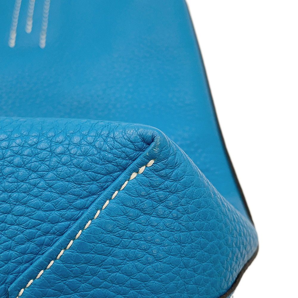 Hermes Tote Bag Double Sens 28 Etain Blue Zanzibar Taurillon Clemence Reversible