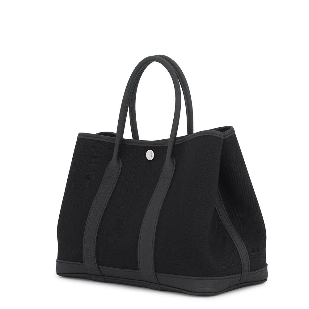 Hermes Tote Bag Garden Party TPM Black Silver Toilet Blanc Negonda