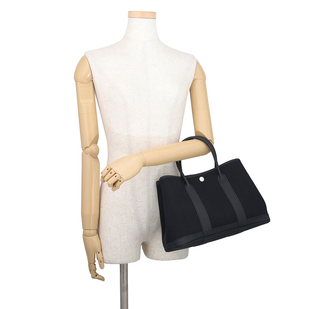 Hermes Tote Bag Garden Party TPM Black Silver Toilet Blanc Negonda