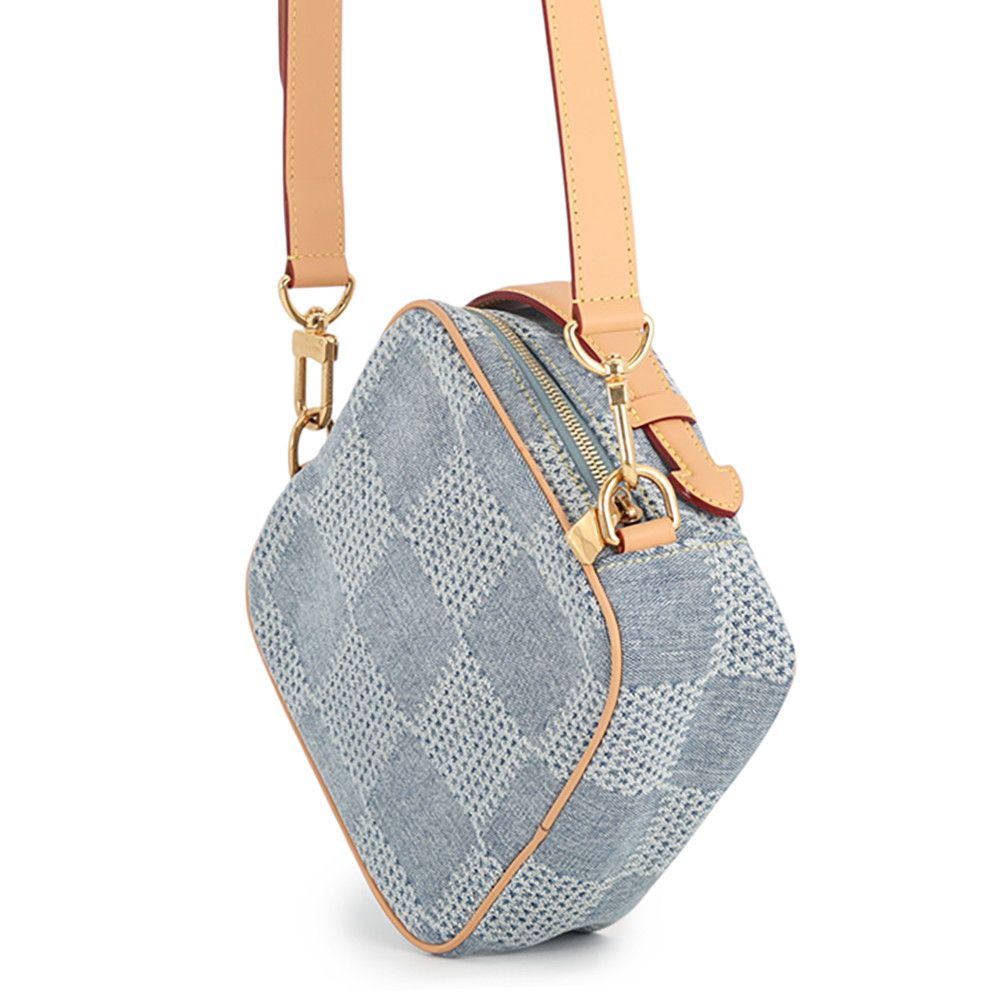 Louis Vuitton Shoulder Bag Damier Denim Cotton Chess