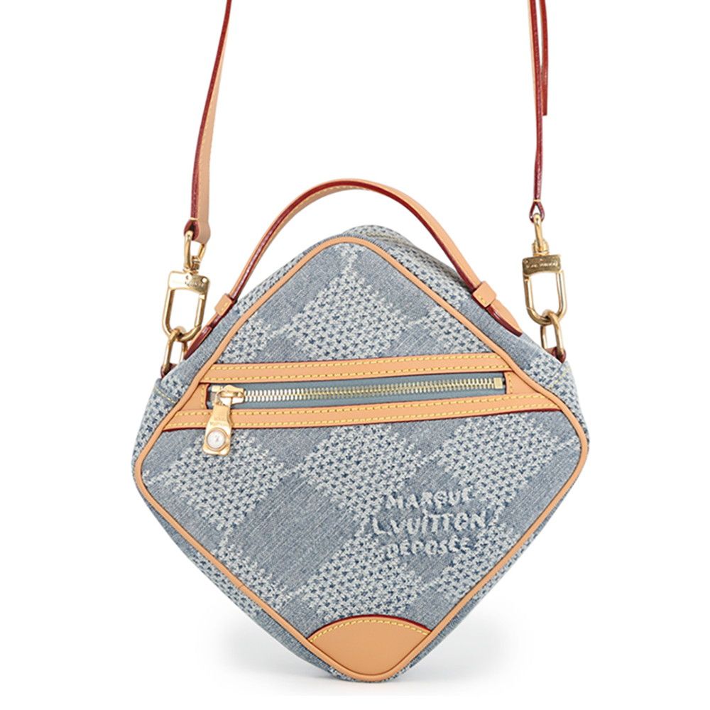Louis Vuitton Shoulder Bag Damier Denim Cotton Chess