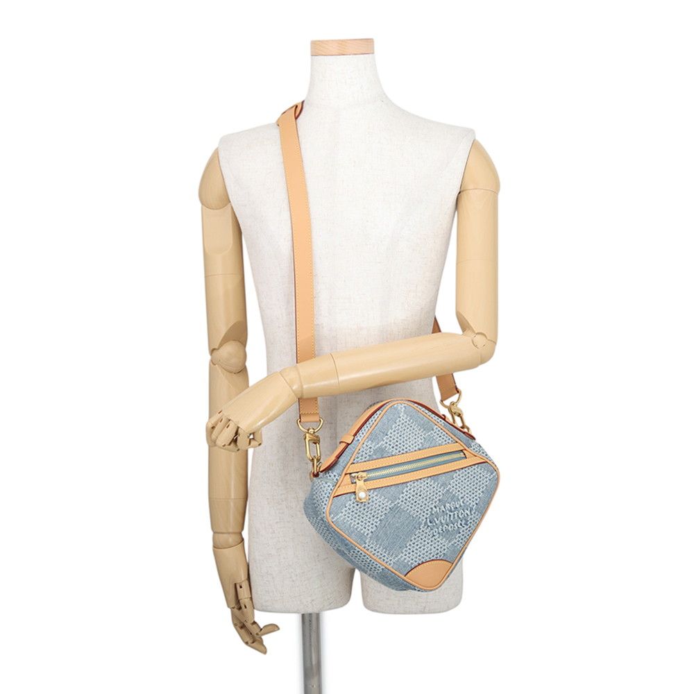 Louis Vuitton Shoulder Bag Damier Denim Cotton Chess