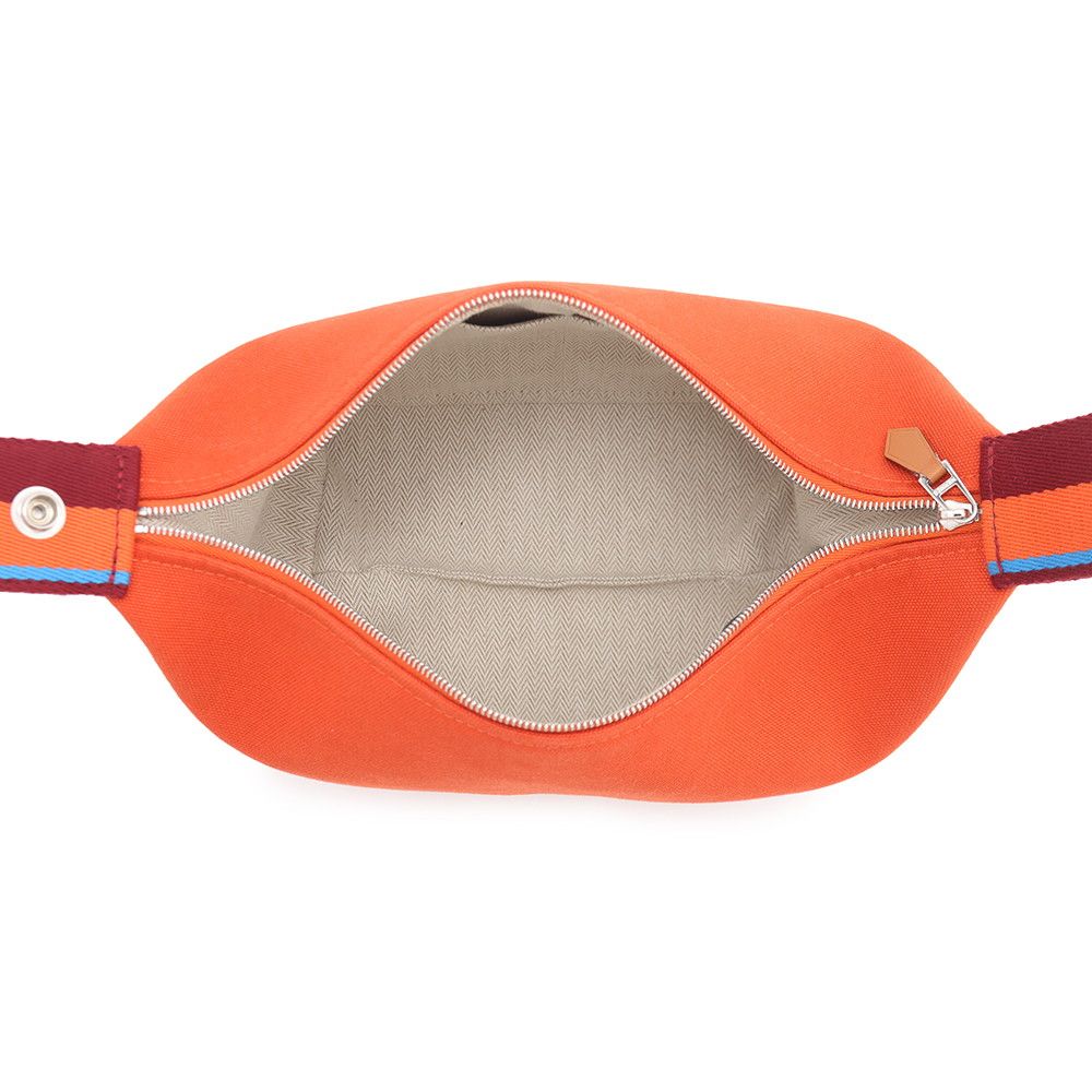 Hermes Pouch Bride-a-Brac Pavillon PM Orange Silver Canvas Case