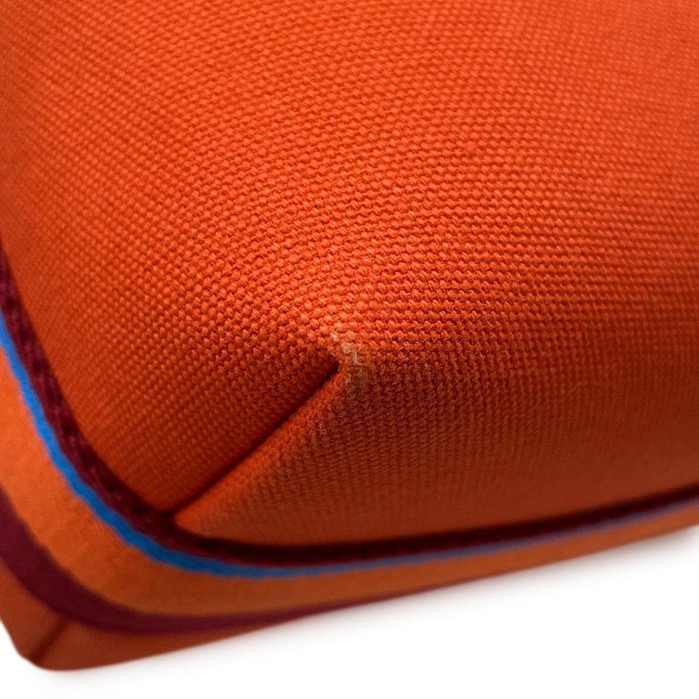Hermes Pouch Bride-a-Brac Pavillon PM Orange Silver Canvas Case