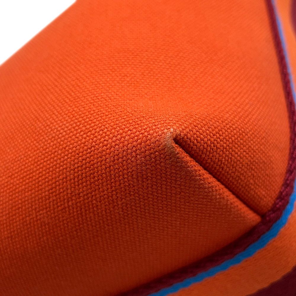 Hermes Pouch Bride-a-Brac Pavillon PM Orange Silver Canvas Case