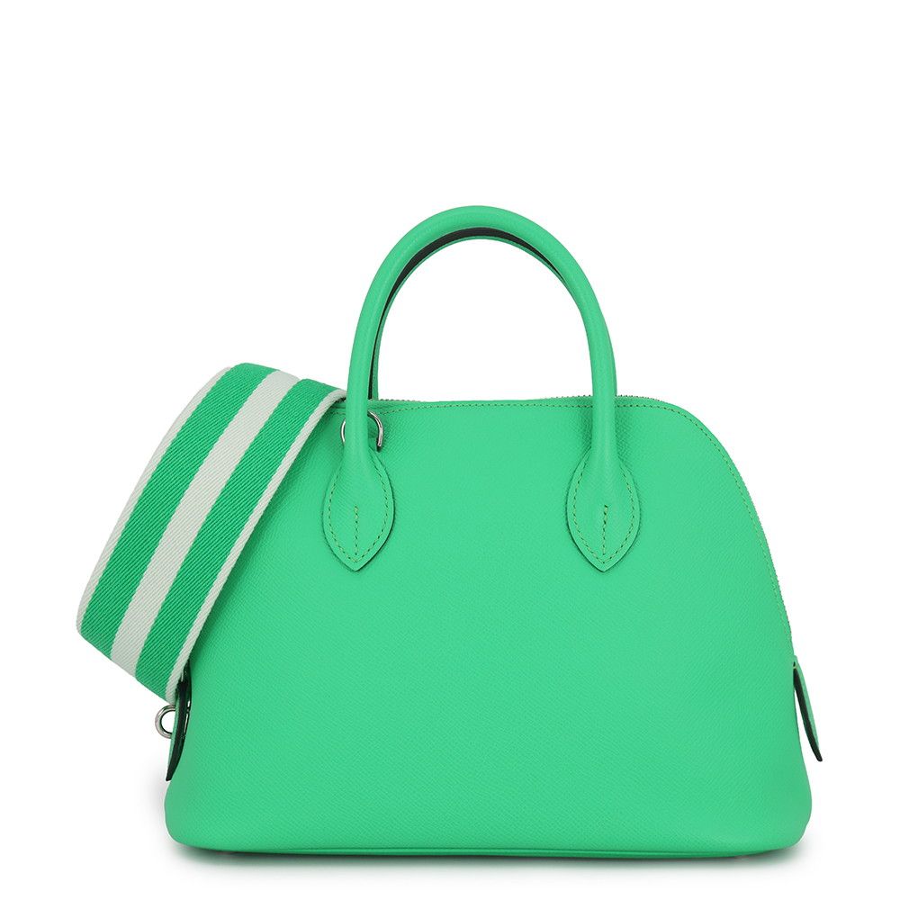 Hermes Bolide 25 Sangururi Vert Comic Fizz Silver Epsom 2-Way Handbag