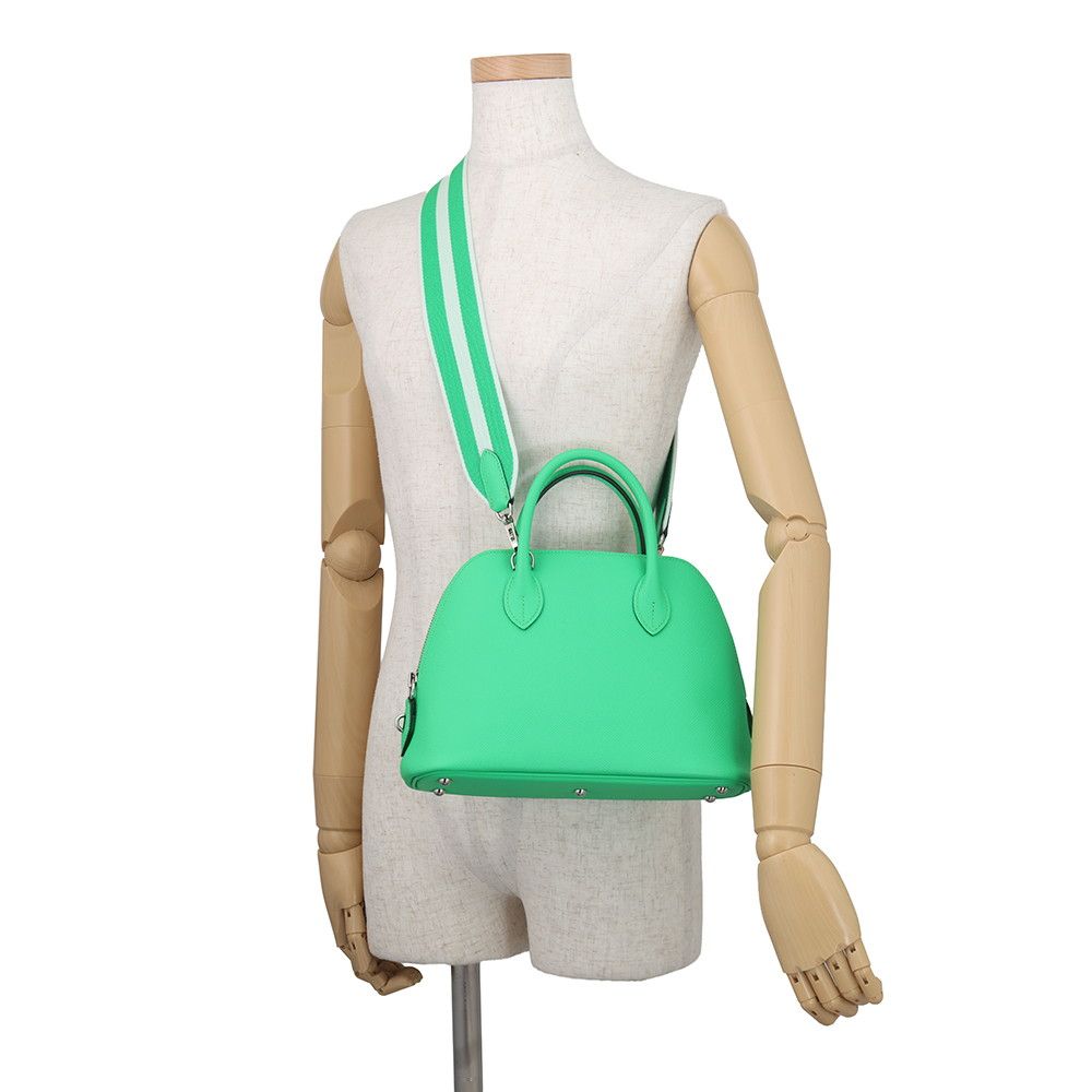 Hermes Bolide 25 Sangururi Vert Comic Fizz Silver Epsom 2-Way Handbag