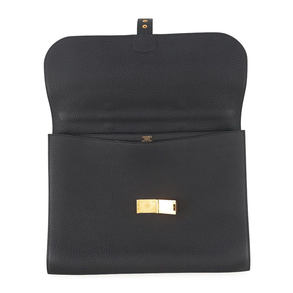 Hermes Business Bag Sac a Depeches 38 Black Gold Togo
