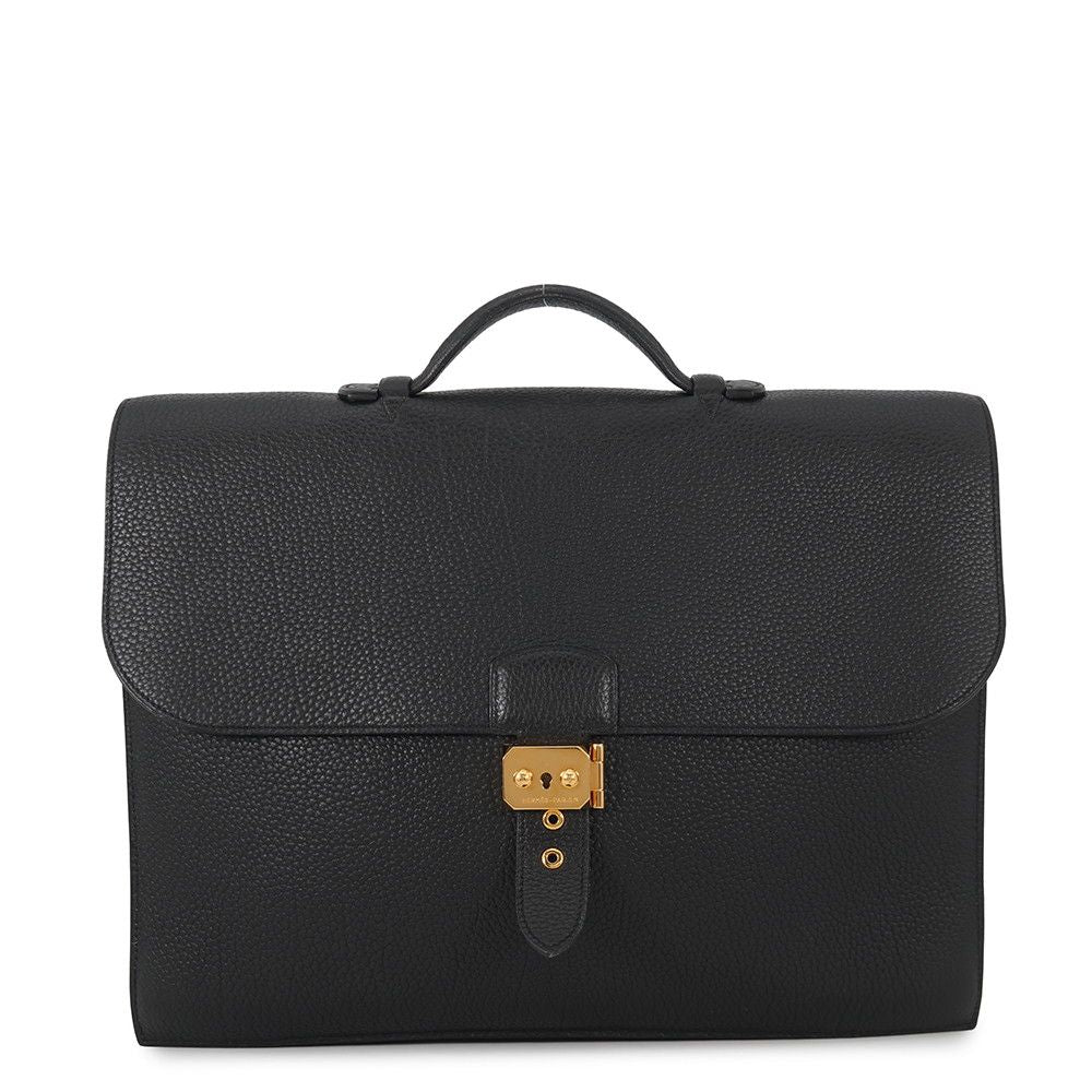 Hermes Business Bag Sac a Depeches 38 Black Gold Togo