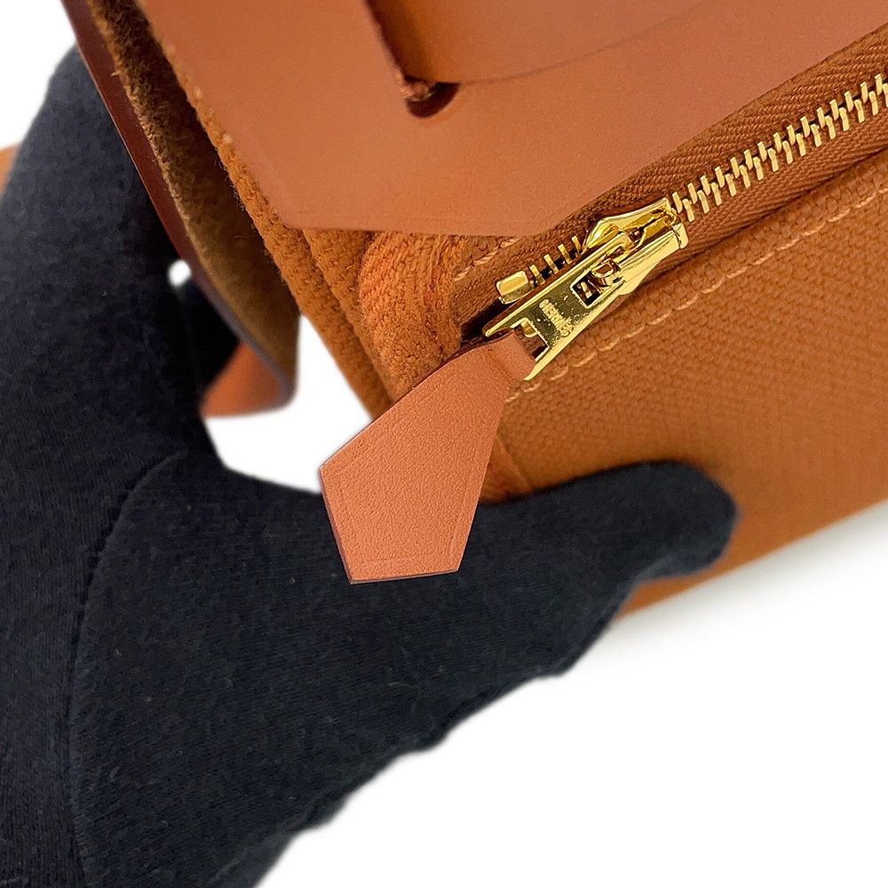 Hermes Shoulder Bag Herbag Zip Mini Fauve Gold Toile Ash Vache Hunter