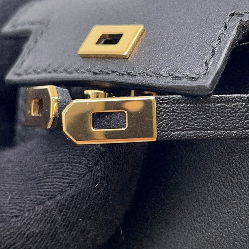 Hermes Bag Charm Kelly Twilly Black Gold Tadelakt Silk