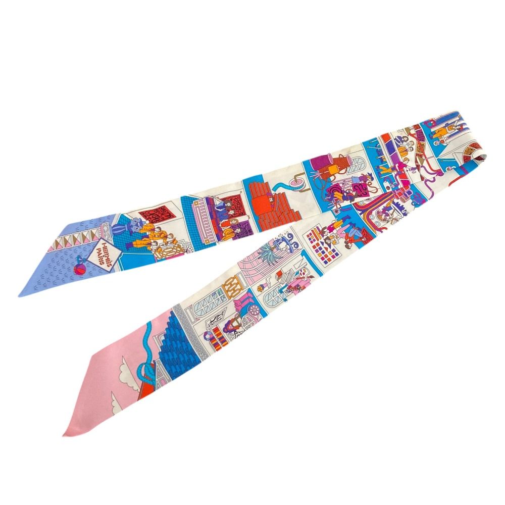 Hermes la Maison Des Carres Des Carre Silk Twill Scarf White