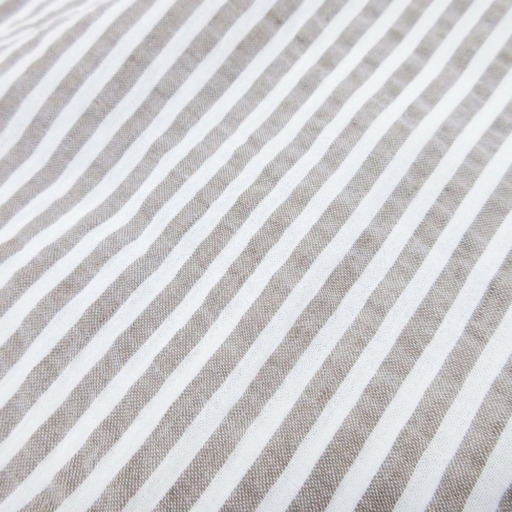 Hermes Striped Seersucker Shirt Pullover Cotton Linen Series Button 41 16 Brown — view 5